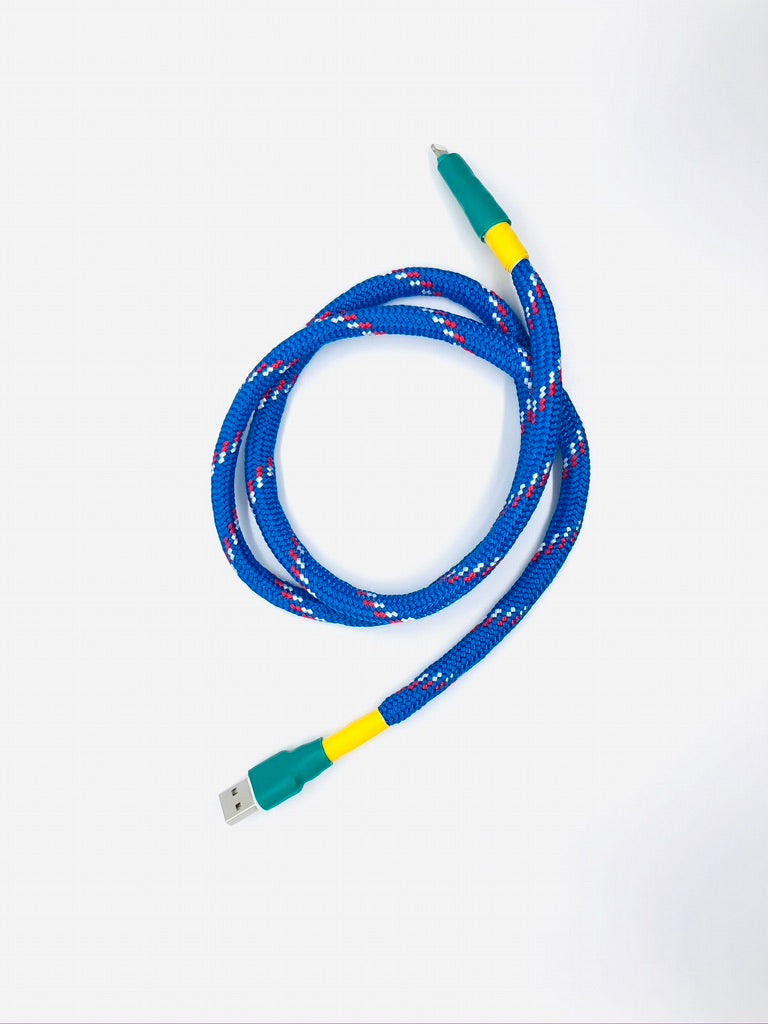 Limited Release - Thick USB-A -> Lightning with Green/Yellow connectors and Blue Diamond cord - 3 feet