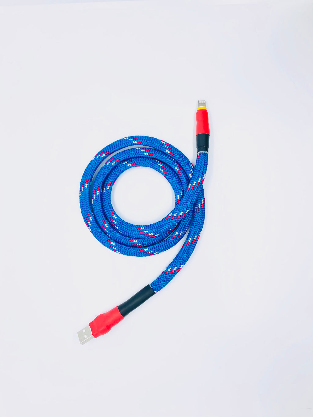 Thick USB-A -> Lightning with Red connectors and Blue Diamond cord - 3 feet