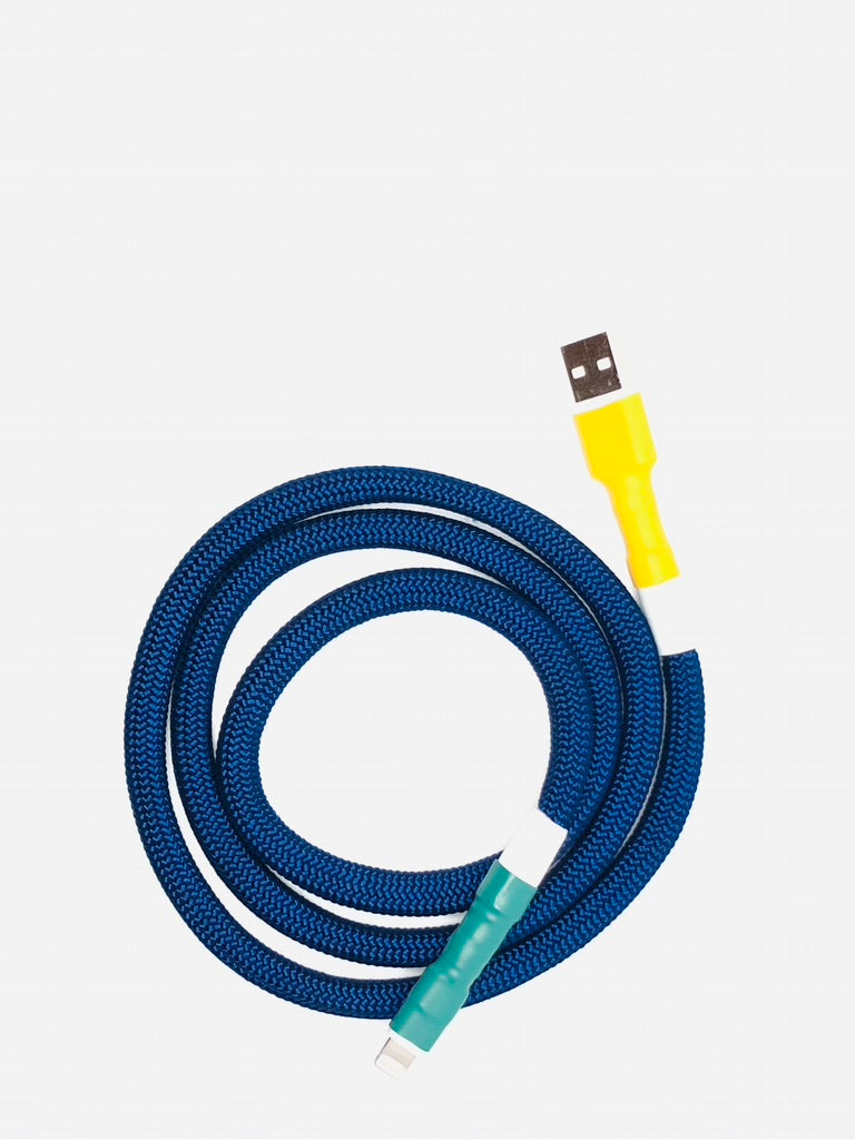 Limited Release - Thick USB-A -> Lightning with Forest Green and Yellow connectors and Olive cord - 3 feet